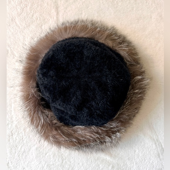Vintage Women’s Genuine Fox Fur Trimmed Sheared Fur Hat, Real Fur EUC main image 6